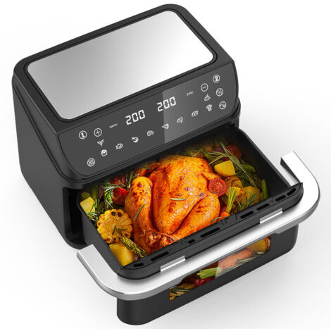 Friteuse sans huile 12L – Cuisson 360° – Écran LED tactile – 10 programmes – Cavité métallique durable – Économie d'énergie 70%