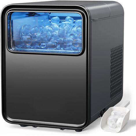 Machine à glaçons compacte 1,5L – Production 16kg/24h – 9 glaçons en 6 min – Auto-nettoyante – 2 tailles de glaçons – Éclairage LED