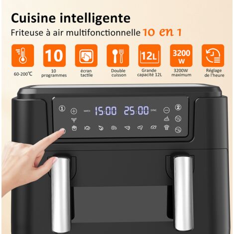 Grande Friteuse à Air Chaud 8,5L 1785W – Écran LED, 9 Modes, Fenêtre – Neuve