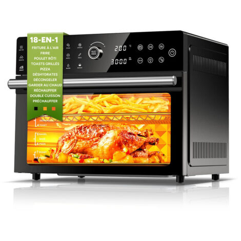 Friteuse à Air professionnel - Mini Four 30L - 18 Programmes - Température 30-230 ℃ - Avec 4 niveaux de cuisson - Lumière intégrée