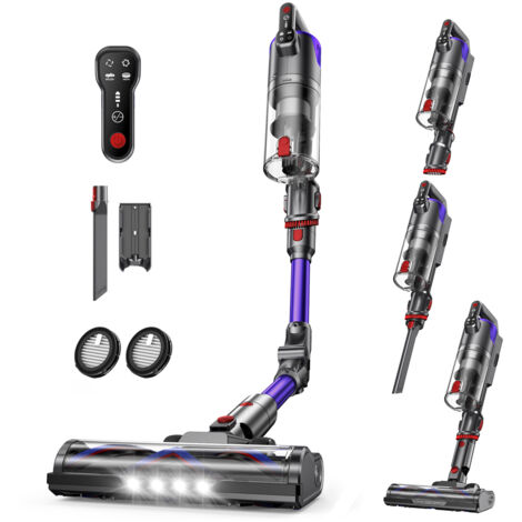 Aspirateur balai sans fil - 550W/50Kpa - Autonomie 45 mins maxi - Brosse anti-emmêlement - écran LED - Tube Pliable - Violet