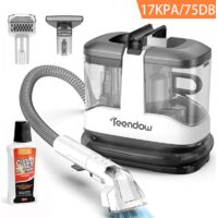 Nettoyeur détacheur - TEENDOW - 500W/17Kpa - Tuyau 1,5M - Cordon 5M - Réservoir 1,5L - Nettoyant inclus