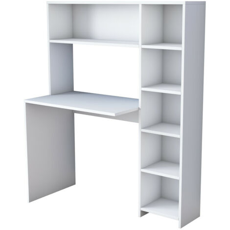 Asir Group Llc – Scrivania libreria salvaspazio in melaminico 113,2 x 40 x 141,8 cm – Piano 80 x 40 cm – Finitura antigraffio – Design lineare per ufficio e studio (1/5)
