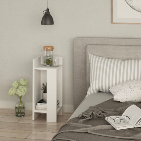 Comodino bianco per mancini, 25x60 cm, per camera da letto minimalista o camera d'albergo