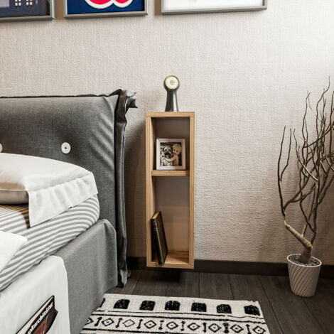 Comodino in pino, design minimalista con ripiani, 20x65 cm, per camera da letto o soggiorno
