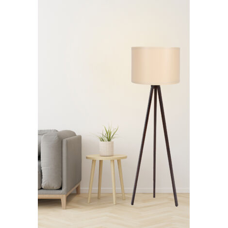 Lampada da terra scandinava bicolore in crema e noce, Ø38 cm, altezza 145 cm, attacco E27, per soggiorno (1/4)