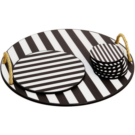 Set di sottobicchieri in legno Set 100% WOODEN Nero Bianco (1/2)