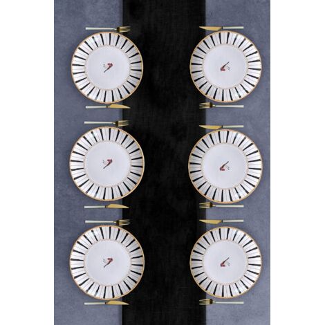 Piatti Instrument Set Set di piatti da dessert Set 100% Ceramica Bianco Nero Light Marrone