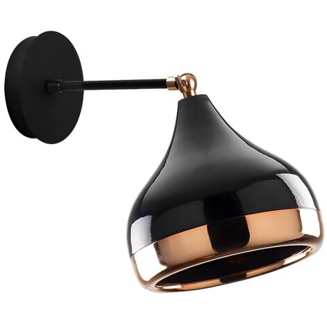 Applique con abat-jour orientabile D. 17 x H. 28 cm in Metallo Nero e Rame - YILDO (1/5)