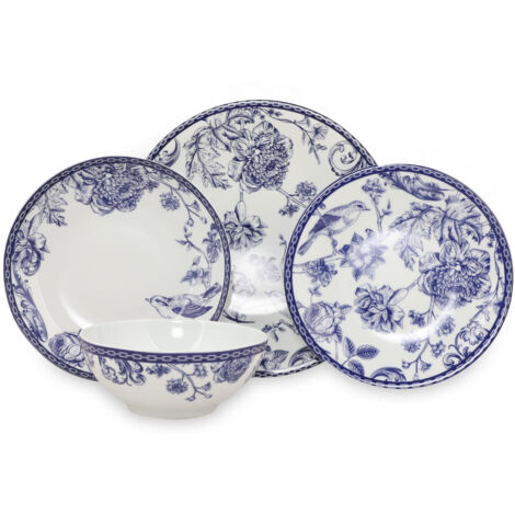 Set di stoviglie Set 100% Porcellana Blu Bianco