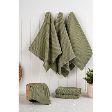 Set di strofinacci da cucina Set 90% Cotone / 10% Poliestere Verde scuro