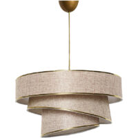 Lampada a Sospensione Design Bicolore Beige e Oro con Tre Cilindri Obliqui, Ø40cm, Altezza Regolabile da 30 a 70 cm, Attacco E27, Perfetta per Soggiorno Glamour