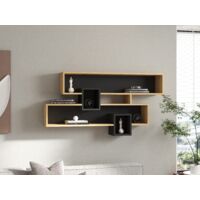 Mensola da parete color zaffiro e antracite, 120x72,2x22 cm, per ufficio o soggiorno con spazio extra
