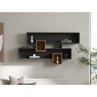 Mensola da parete in noce e antracite, 120x75x22 cm, per soggiorno elegante o studio professionale