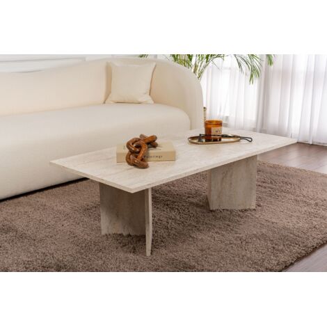 Mesa de centro de travertino, 119 cm. Revestimiento 100% melaminizado, 18 mm de grosor. Diseño moderno para el hogar y la oficina.
