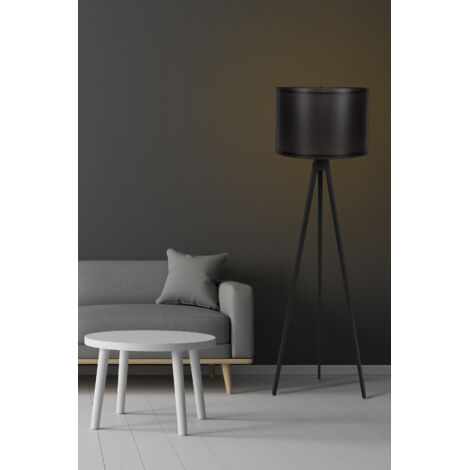 Lámpara de pie industrial, negra, Ø38 cm, altura 145 cm, casquillo E27, para oficina de diseño