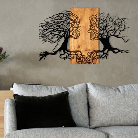 Decoración de pared de madera y metal, 92 x 58 cm, para dormitorio moderno o salón urbano