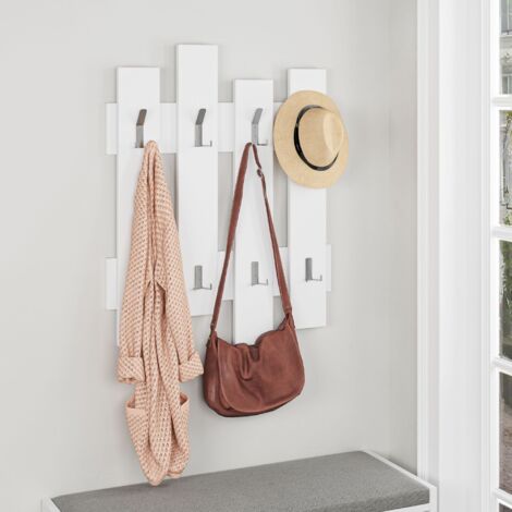 Perchero de pared blanco, 64 x 79 cm, para entrada o guardarropa
