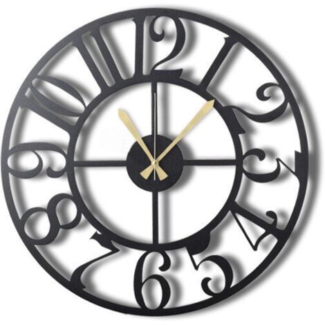 Reloj de pared de metal, reloj decorativo, estilo industrial. Clock Negro (1/5)