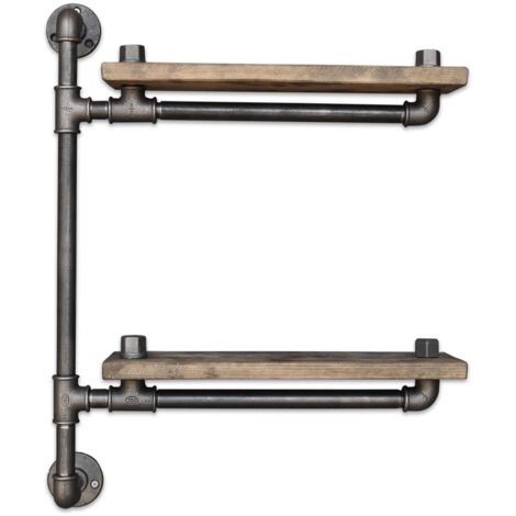 Estante de tubería, estante de pared, estilo industrial. Shelf Nuez Negro (1/4)