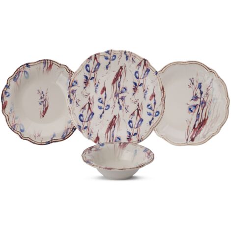 Juego de vajilla Set 100% Porcelana Navy Azul Burgundy
