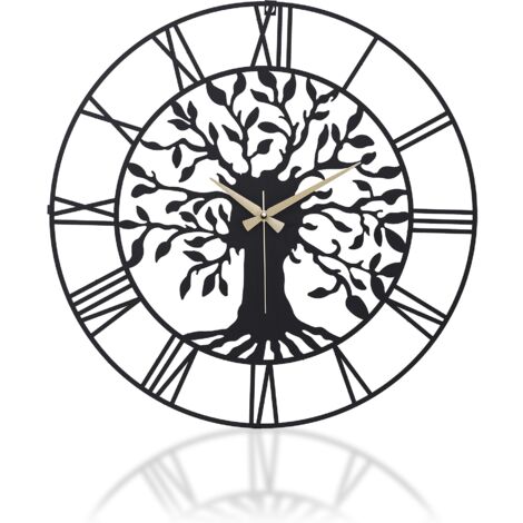 Reloj de pared de metal, reloj decorativo, estilo industrial. Clock Negro