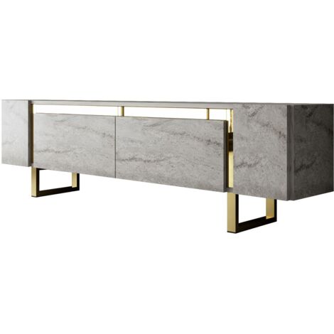 Mueble TV, mesa TV, mueble bajo. Stand Travertine Gold