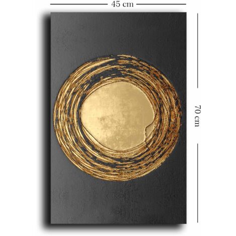Decoración de pared con impresión en lienzo Painting Gold Negro (1/5)