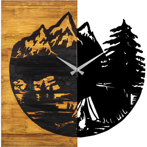 Reloj de pared de madera, decoración natural. Clock Nuez Negro (1/5)