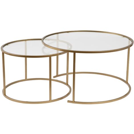 Mesa de centro, mesa de salón, mesa auxiliar. Set Gold Transparente