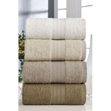 Conjunto de 4 toallas de mano - 50 x 85 cm - Marrón