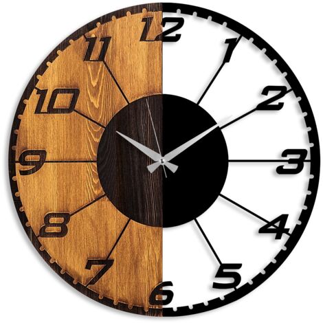Reloj de pared de madera, decoración natural. Clock Nuez Negro