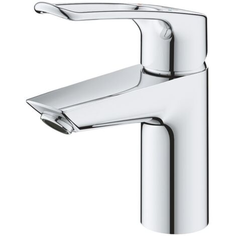 GROHE Einhand-Waschtischbatterie Eurosmart 239803, S-Size, offener Metall-Hebelgriff, Einlochmontage, Temperaturbegrenzer, glatter Körper mit Push-open Ablaufgarnitur, chrom (1/5)