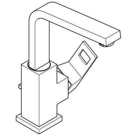 GROHE Einhand-Waschtischbatterie Eurocube 23135, L-Size, Einlochmontage, schwenkbarer Rohrauslauf, Zugstangen-Ablaufgarnitur 1 1/4'', supersteel (1/5)