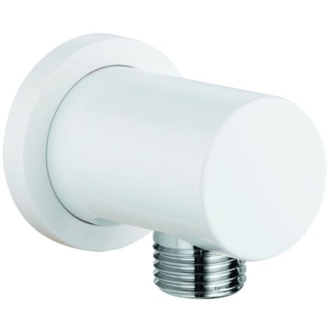 GROHE Wandanschlussbogen Rainshower 27057, Außengewinde, eigensicher, mit runder Rosette, moon white/chrom