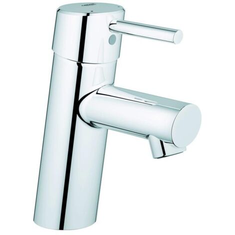 GROHE Einhand-Waschtischbatterie Concetto 239311, S-Size, Einlochmontage, glatter Körper, Push-open Ablaufgarnitur 1 1/4'', offener Metall-Hebelgriff, chrom (1/5)