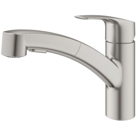 Grohe EUROSMART Spültischmischer mit Ausziehbrause, Supersteel (30305DC1)