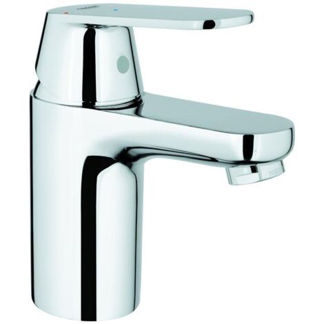 GROHE Einhand-Waschtischbatterie Eurosmart Cosmopolitan 23927, S-Size, Einlochmontage, Energie-Spar-Funktion Mittelstellung kalt, glatter Körper, Push-open Ablaufgarnitur 1 1/4'', chrom (1/5)