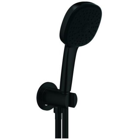 GROHE Wandhalterset Tempesta Cube 110 269103, 3 Strahlarten: Rain/Jet/Massage, Wandanschlussbogen mit Halter, Relexaflex-Brauseschlauch 1.500mm, maximaler Durchfluss bei 3 bar: 7.4 l/min, matt black (1/4)