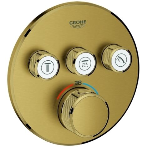 GROHE Thermostat Grohtherm SmartControl 29121, mit 3 Absperrventilen, Fertigmontageset für Rapido SmartBox, Wandrosette rund, cool sunrise gebürstet (1/3)