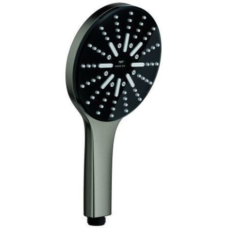 GROHE Handbrause Rainshower Aqua Pure 101676, 3 Strahlarten, Strahlumstellung per Tastendruck, maximaler Durchfluss bei 3 bar: 8.4 l/min, hard graphite gebürstet (1/4)
