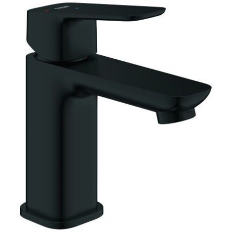 GROHE Einhand-Waschtischbatterie Cubeo 101732, S-Size, Mittelstellung kalt, glatter Körper, Push-open-Ablaufgarnitur, matt black (1/4)