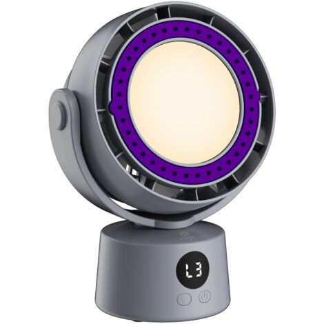 WOOX Ventilateur de bureau, Ventilateur sans pales oscillant silencieux avec batterie rechargeable, éclairage LED, 6 vitesses, Petit ventilateur circulateur d'air pour intérieur