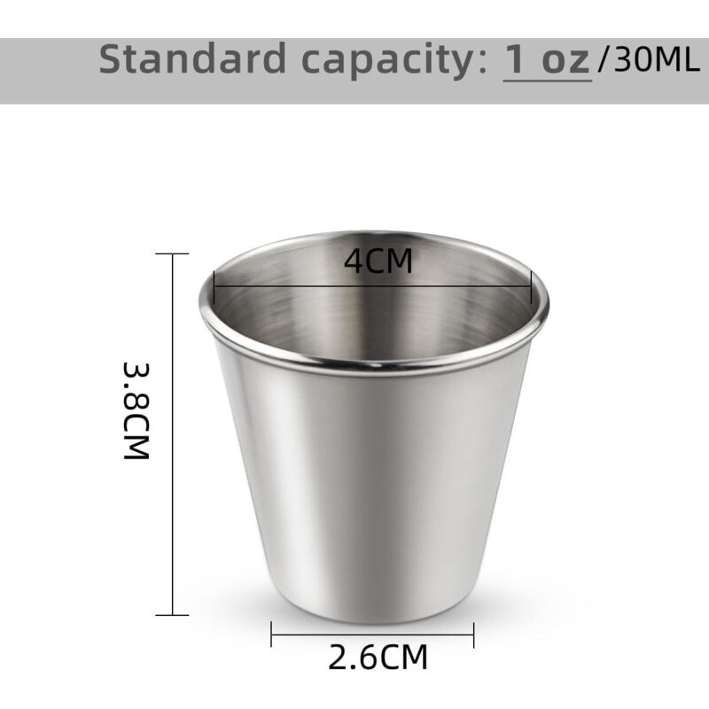 12 Pièces Gobelets Inox Empilables 30ml - Acier Inoxydable Réutilisables Pour Enfants Et Adultes