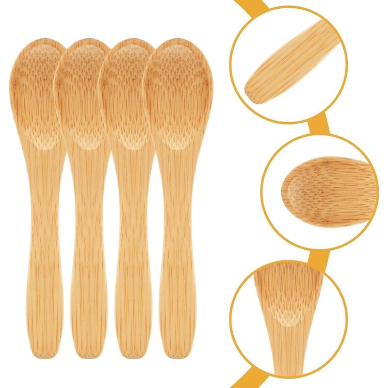 10 Petites Cuillères en Bois Mini Assaisonnement Sucre Assaisonnement Sel Miel Cuillère à Thé Café Confiture Moutarde Crème Glacée Cuillère en Bois