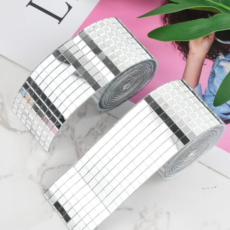 Lot De 4 Rouleaux Miroirs Mosaïque Autocollants 3840 Pièces - 2 Couleurs Argent Et Or Rose - Décoration DIY