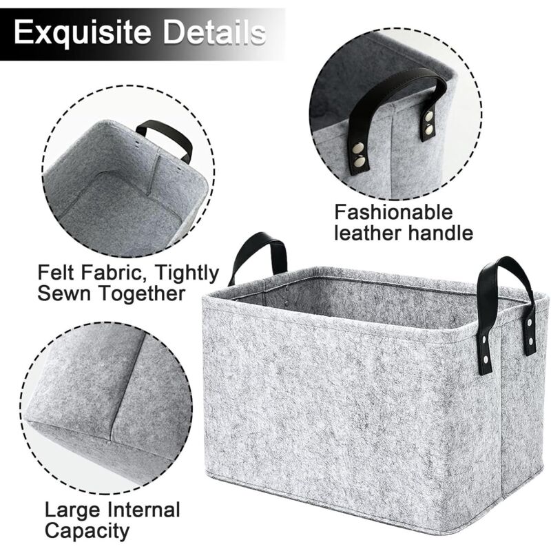 Panier Pliable Gris Panier Rangement Pliable Feutre Gris 39x29x25 Cm - Grand Modèle Avec Poignées, Idéal Vêtements & Jouets Panier Pliable Gris Panier Rangement Pliable Feutre Gris 39x29x25 Cm - Grand Modèle Avec Poignées, Idéal Vêtements & Jouets