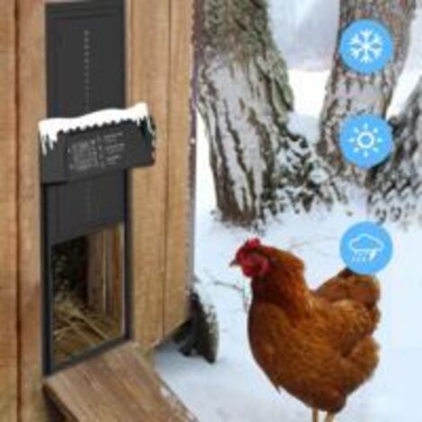 Porte De Poulailler Automatique Solaire – Avec Capteur De Lumière, Minuterie, Télécommande – Étanche IPX4 – Anti-pincement