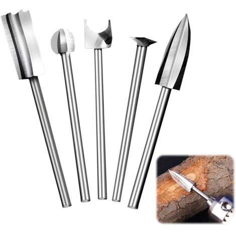 Jeu de Mèches de Sculpture sur Bois pour Dremel 5 Pièces Différents Outils de Sculpture en Bois Mèches 1/8 de pouce adapté à la sculpture sur bois, bricolage, polissage, gravure, polissage (1/4)