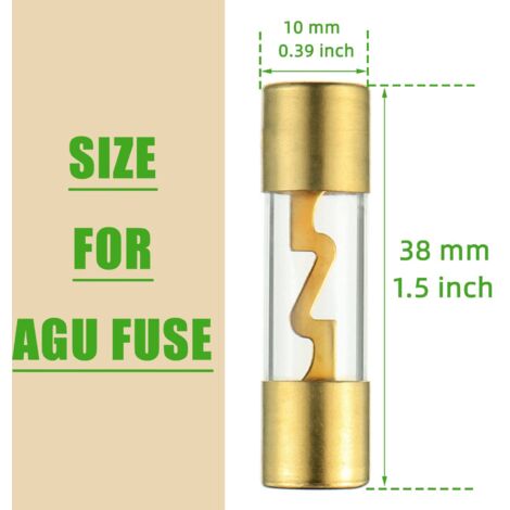Fusibles AGU 60A Verre Plaqué Or | Lot De 6 Pièces Pour Audio Voiture, Bateau - Protection 12V-48V, Dimensions 10x38 Mm - 4